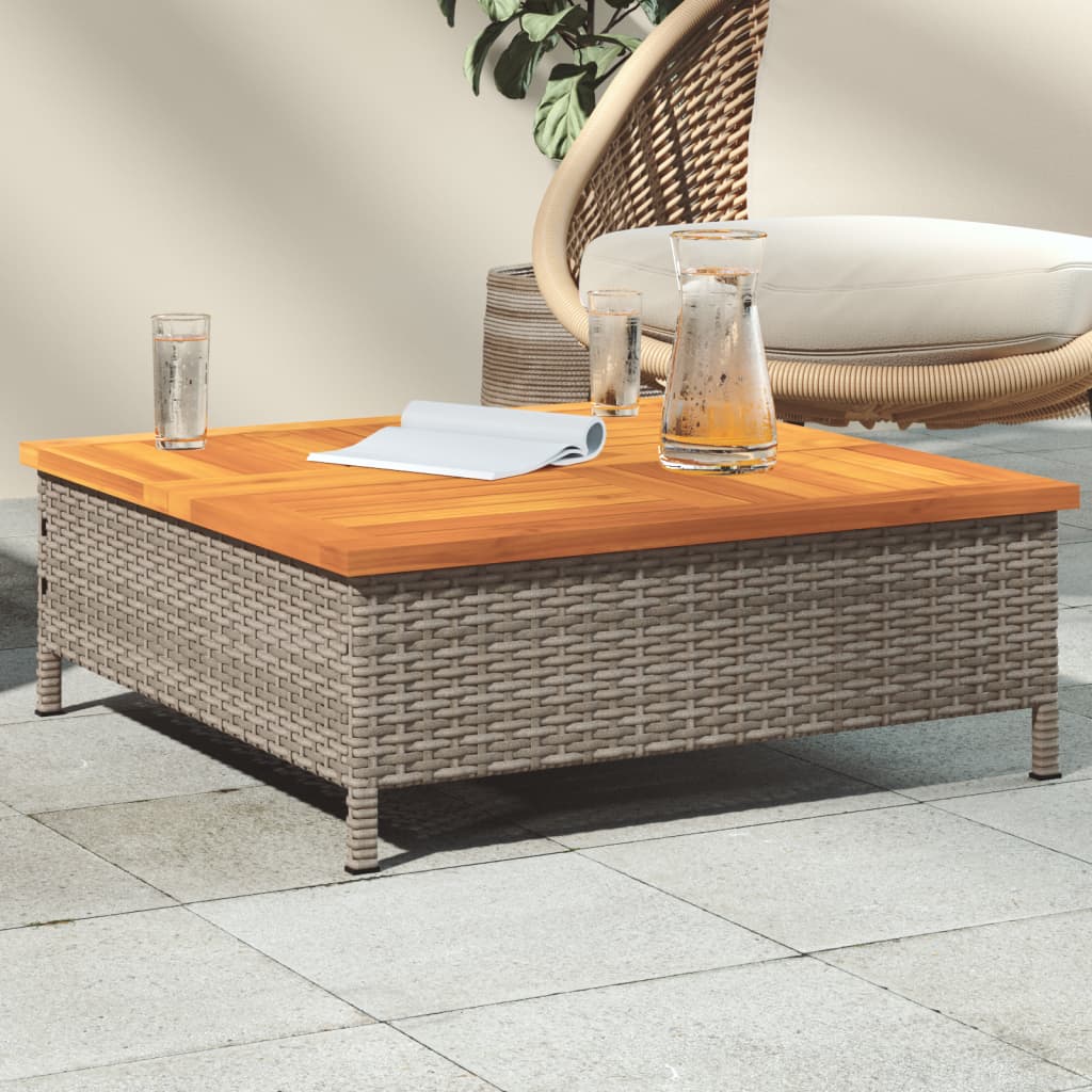 Havebord Grå 70x70x25 cm Rattan og akacietræ