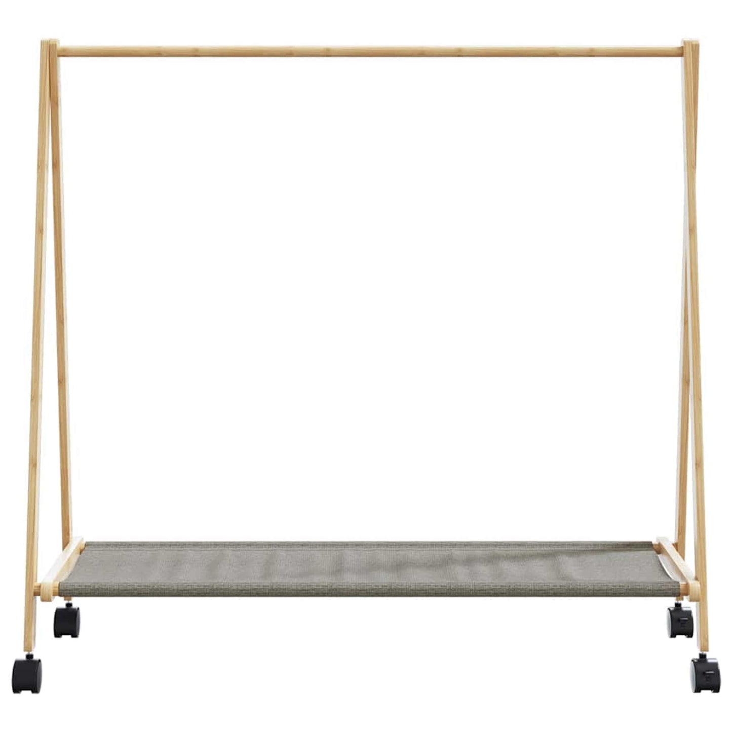 Tøjstativ med hylder og hjul 106x34x106,5 cm bambus