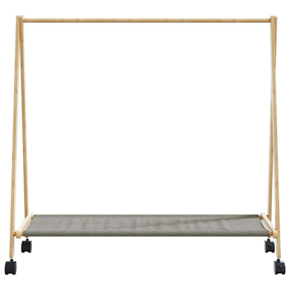 Tøjstativ med hylder og hjul 106x34x106,5 cm bambus