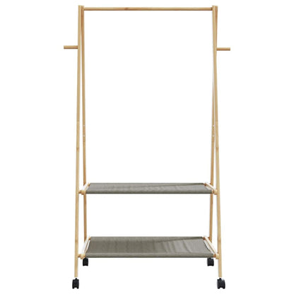 Tøjstativ med hylder og hjul 96x45,5x155,5 cm bambus
