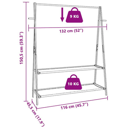 Kleiderständer mit Ablagen 132x45,5x150,5 cm Bambus