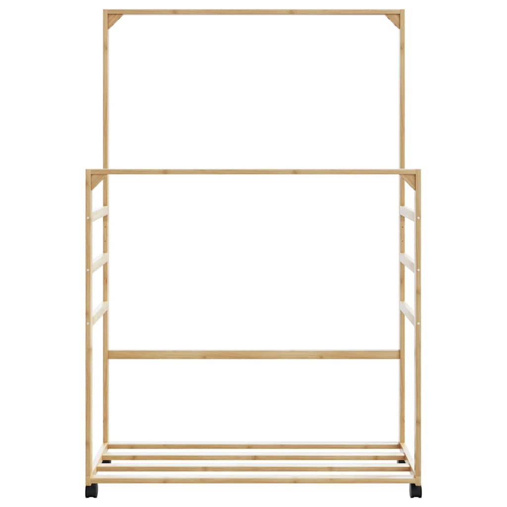 Kleiderständer mit Ablagen und Rollen 90x35x155 cm Bambus