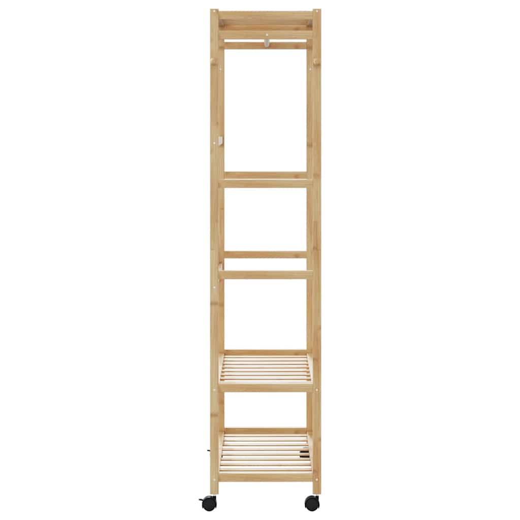 Tøjstativ med hylder og hjul 90x40x179,5 cm bambus