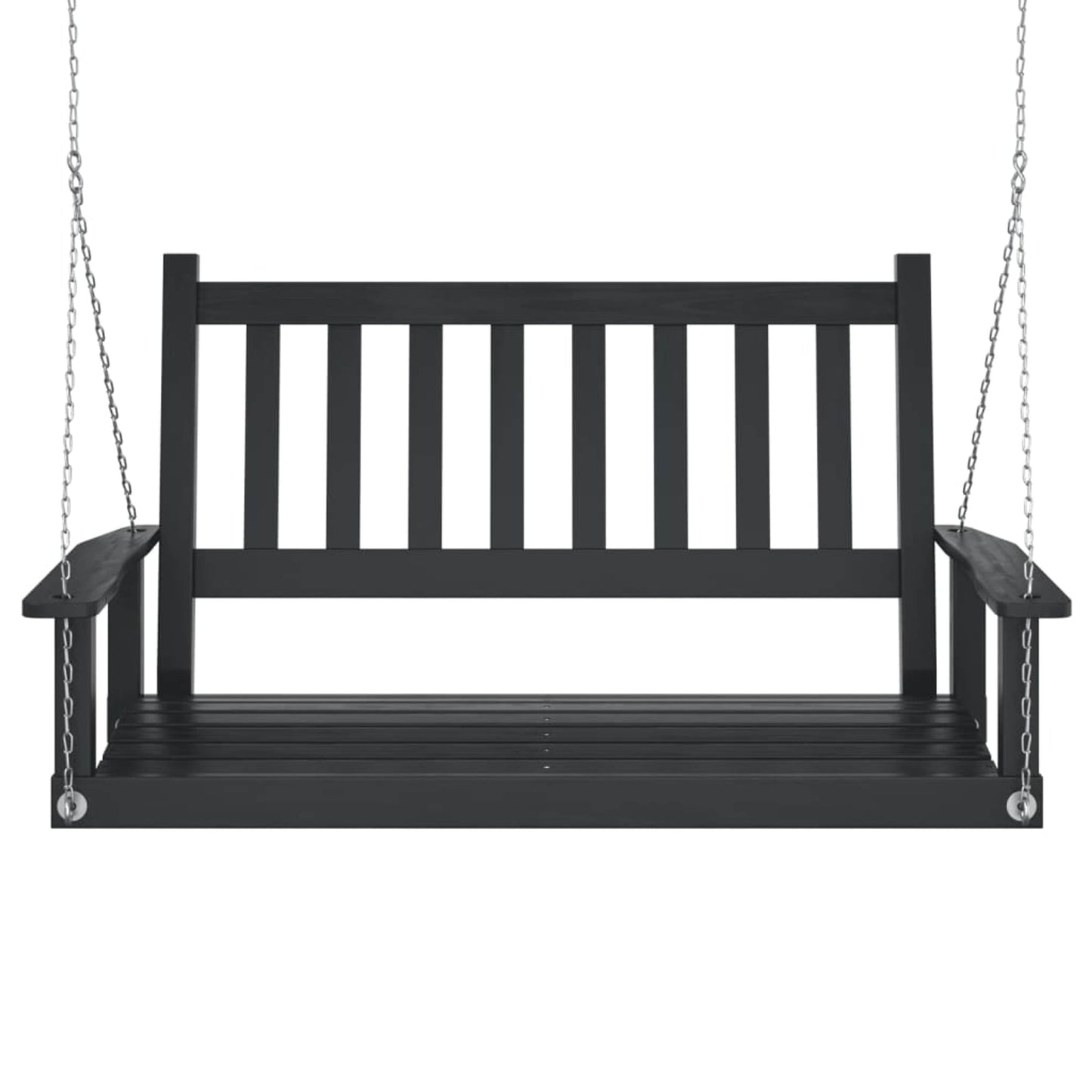 Hollywoodschaukel mit Metallketten Schwarz Massivholz Tanne