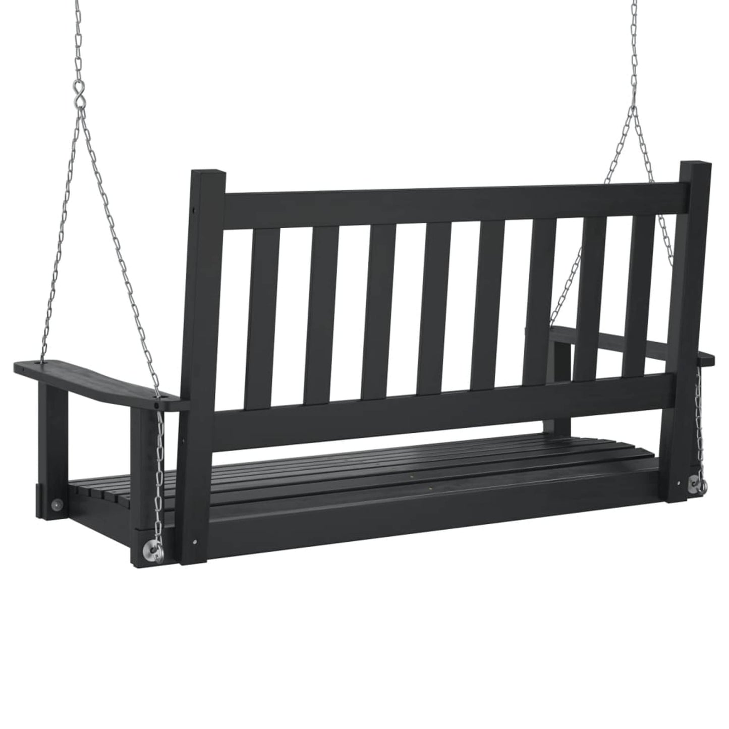 Hollywoodschaukel mit Metallketten Schwarz Massivholz Tanne