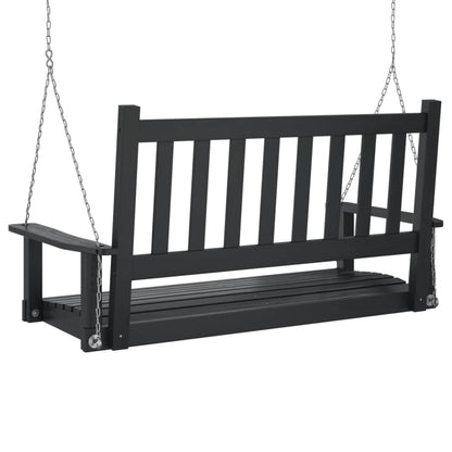 Hollywoodschaukel mit Metallketten Schwarz Massivholz Tanne