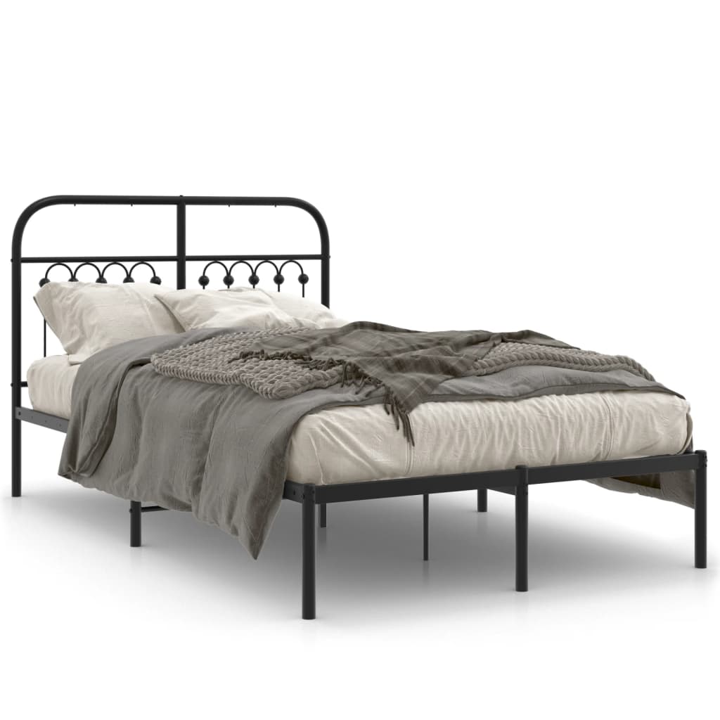 Sengeramme med sengegavl metal sort 120x200 cm