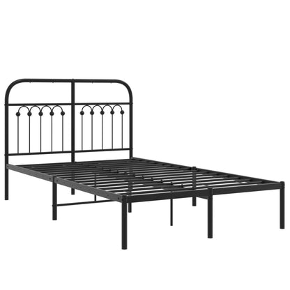 Sengeramme med sengegavl metal sort 120x200 cm