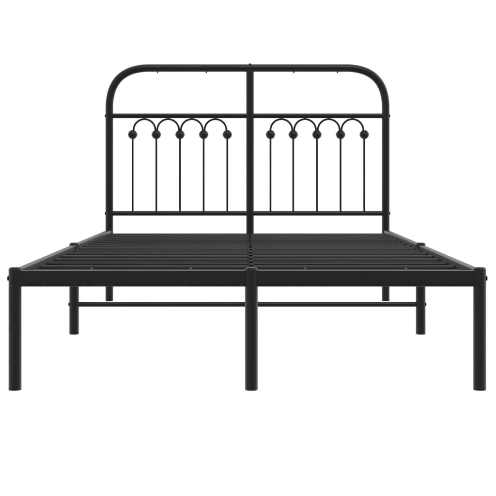 Sengeramme med sengegavl metal sort 120x200 cm