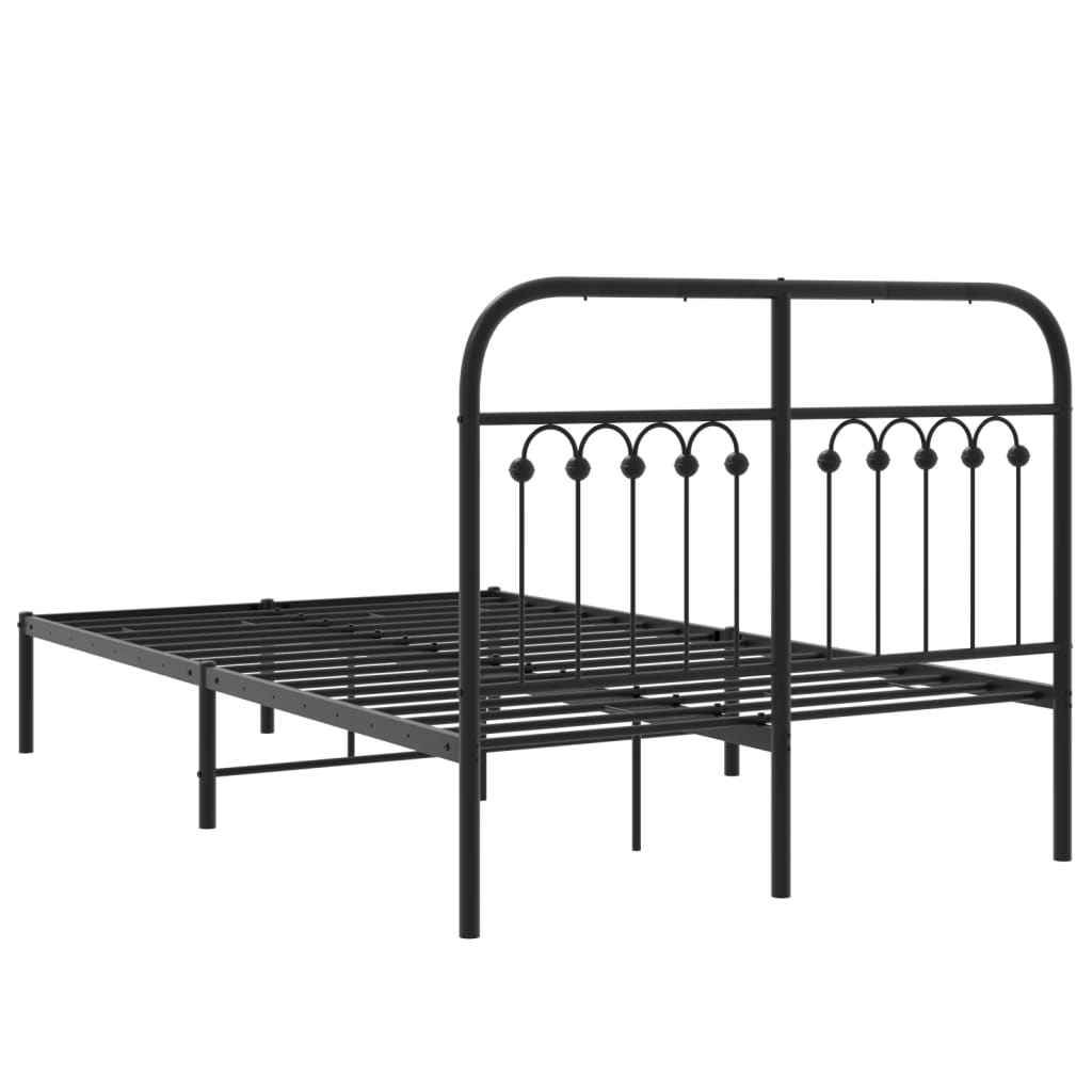 Sengeramme med sengegavl metal sort 120x200 cm