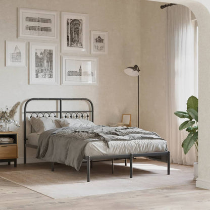 Sengeramme med sengegavl metal sort 120x200 cm