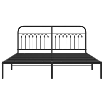 Bettgestell mit Kopfteil Metall Schwarz 183x203 cm