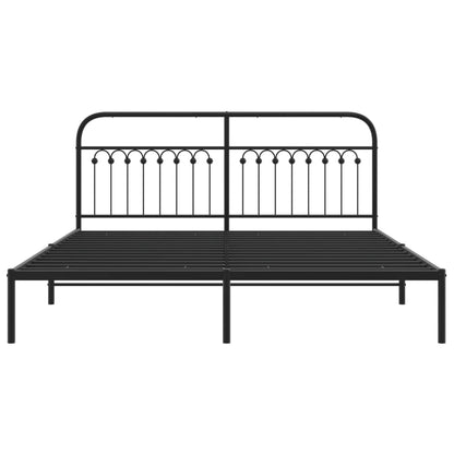 Bettgestell mit Kopfteil Metall Schwarz 183x213 cm