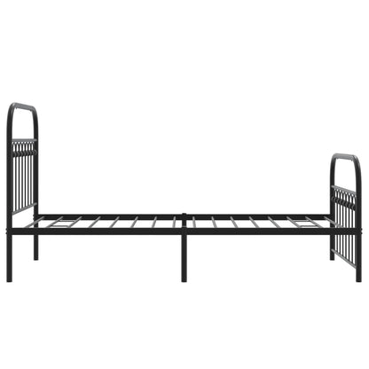 Bettgestell mit Kopf- und Fußteil Metall Schwarz 90x190 cm