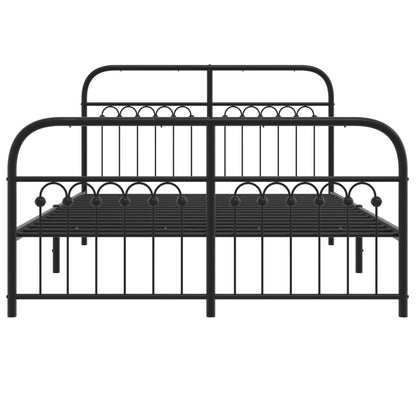 Bettgestell mit Kopf- und Fußteil Metall Schwarz 140x190 cm