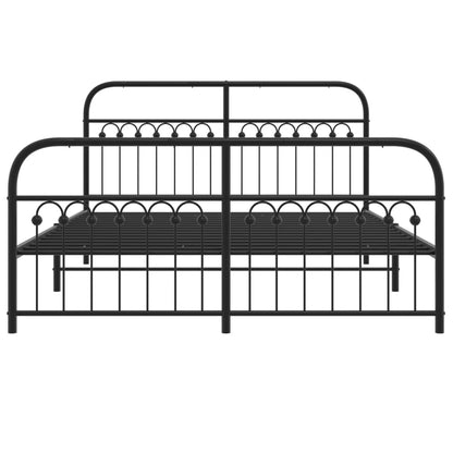 Bettgestell mit Kopf- und Fußteil Metall Schwarz 150x200 cm