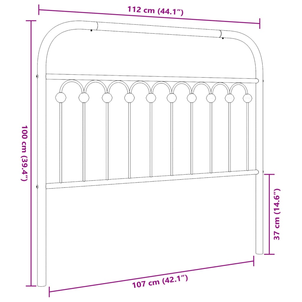 Sengegavl Metal Sort 107 cm