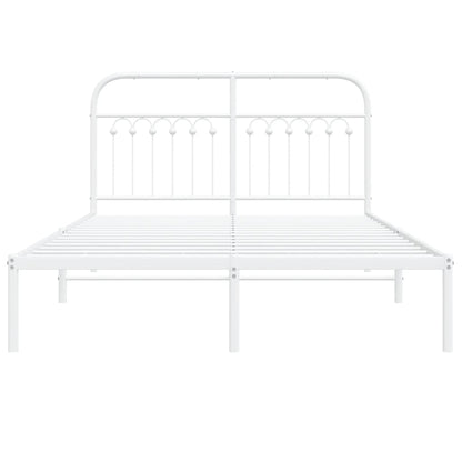 Bettgestell mit Kopfteil Metall Weiß 140x190 cm