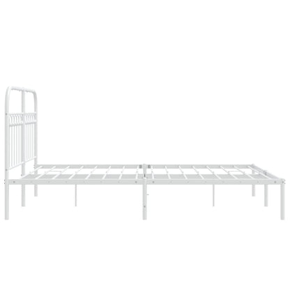 Bettgestell mit Kopfteil Metall Weiß 140x190 cm