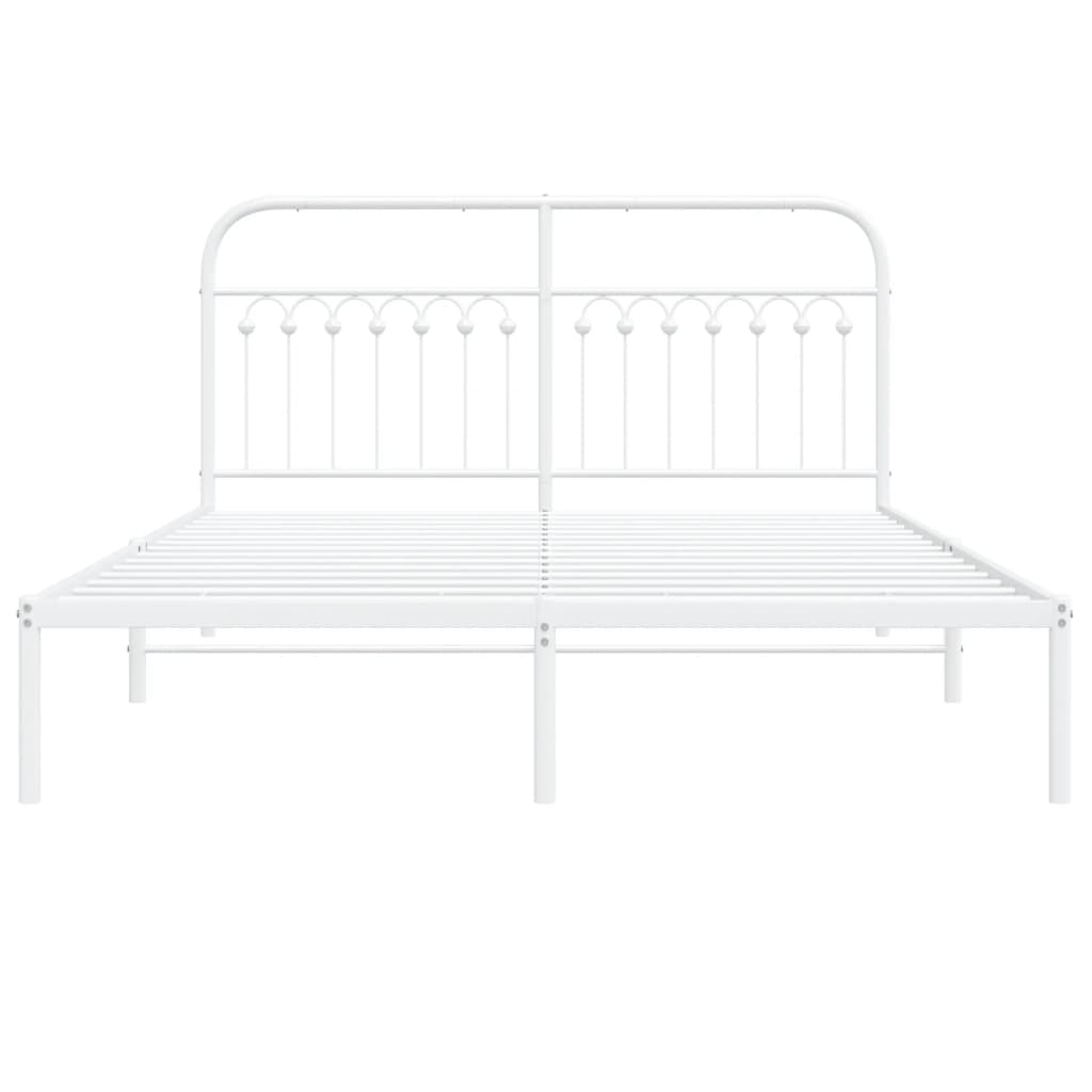 Bettgestell mit Kopfteil Metall Weiß 150x200 cm