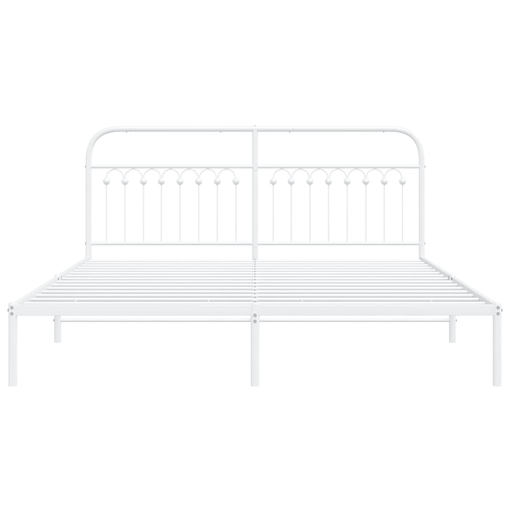 Bettgestell mit Kopfteil Metall Weiß 183x213 cm