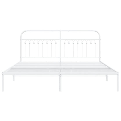 Bettgestell mit Kopfteil Metall Weiß 183x213 cm