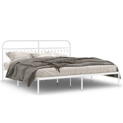 Sengeramme med sengegavl metal hvid 193x203 cm