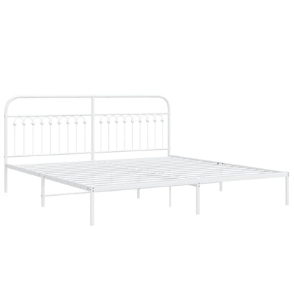 Sengeramme med sengegavl metal hvid 193x203 cm