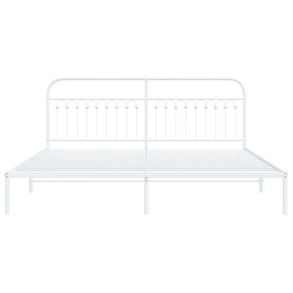 Sengeramme med sengegavl metal hvid 193x203 cm