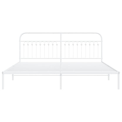 Sengeramme med sengegavl metal hvid 193x203 cm