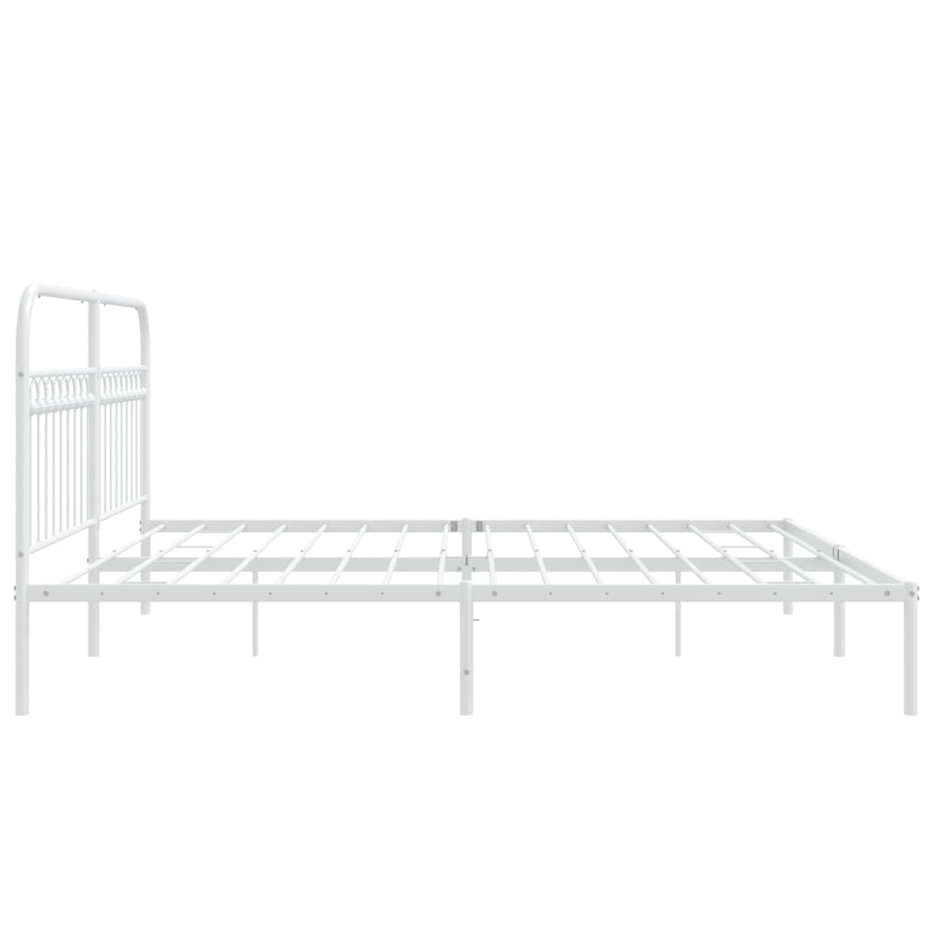 Sengeramme med sengegavl metal hvid 193x203 cm