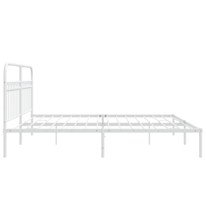 Sengeramme med sengegavl metal hvid 193x203 cm