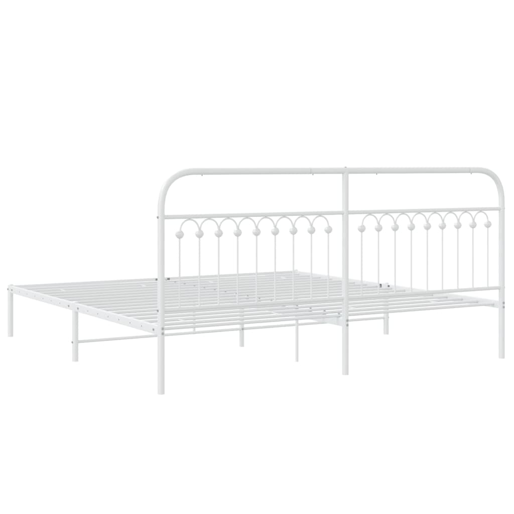 Sengeramme med sengegavl metal hvid 193x203 cm