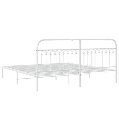 Sengeramme med sengegavl metal hvid 193x203 cm