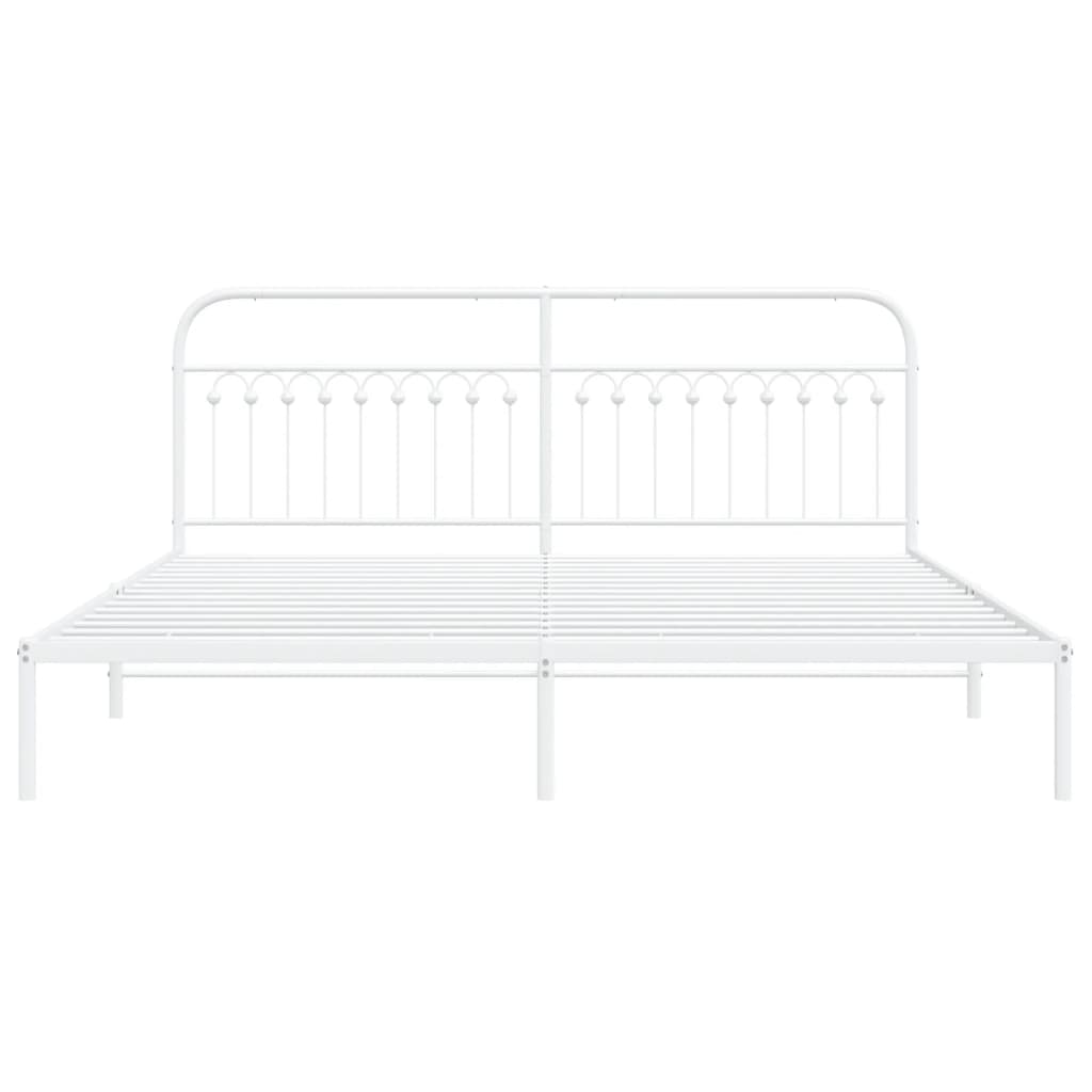 Sengeramme med sengegavl metal hvid 200x200 cm