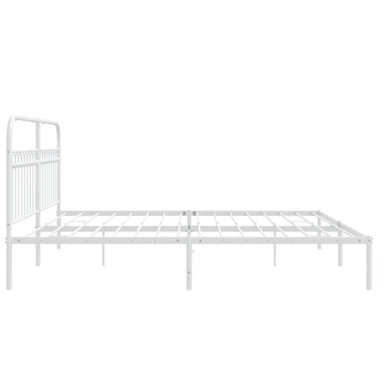 Sengeramme med sengegavl metal hvid 200x200 cm
