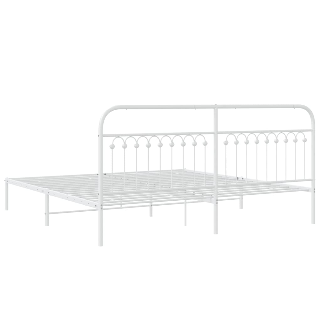 Sengeramme med sengegavl metal hvid 200x200 cm