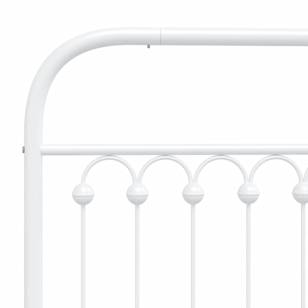 Sengeramme med sengegavl metal hvid 200x200 cm