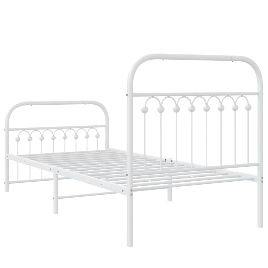 Bettgestell mit Kopf- und Fußteil Metall Weiß 90x200 cm