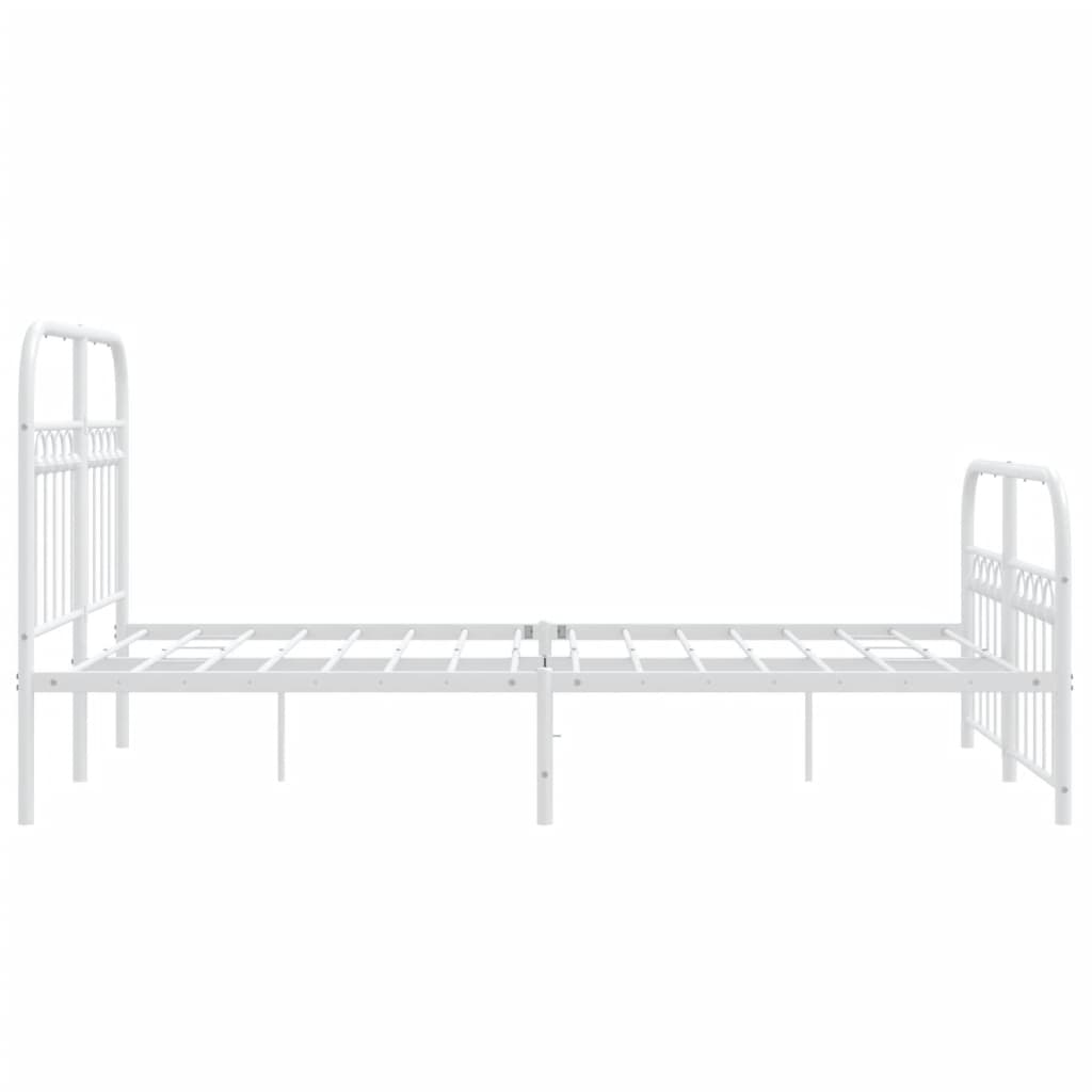 Bettgestell mit Kopf- und Fußteil Metall Weiß 120x200 cm