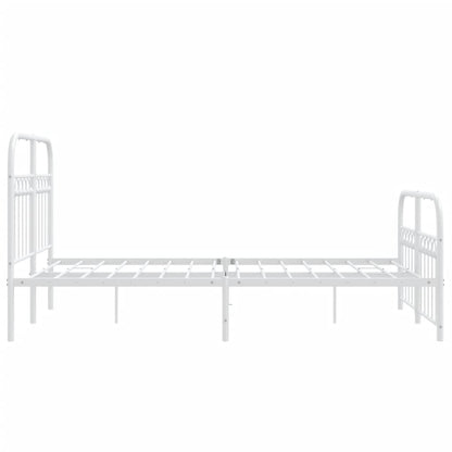 Bettgestell mit Kopf- und Fußteil Metall Weiß 120x200 cm