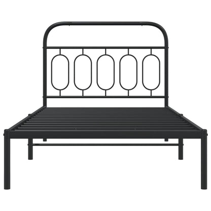 Bettgestell mit Kopfteil Metall Schwarz 100x190 cm
