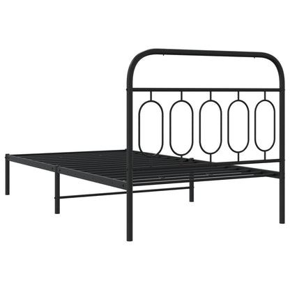 Bettgestell mit Kopfteil Metall Schwarz 100x190 cm