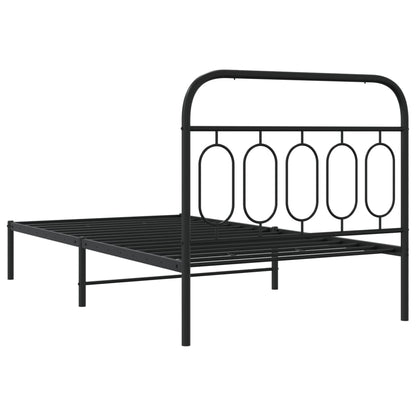 Bettgestell mit Kopfteil Metall Schwarz 107x203 cm