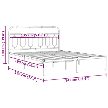 Bettgestell mit Kopfteil Metall Schwarz 135x190 cm