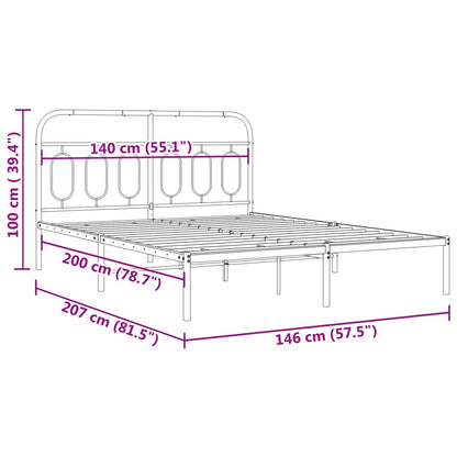 Bettgestell mit Kopfteil Metall Schwarz 140x200 cm