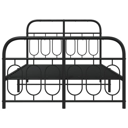 Bettgestell mit Kopf- und Fußteil Metall Schwarz 120x200 cm