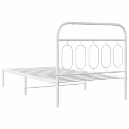Bettgestell mit Kopfteil Metall Weiß 100x190 cm