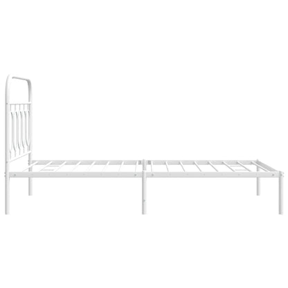 Bettgestell mit Kopfteil Metall Weiß 100x200 cm