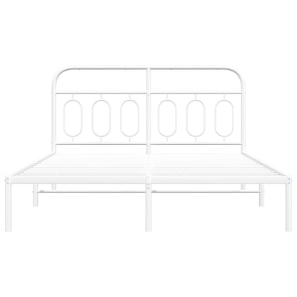 Bettgestell mit Kopfteil Metall Weiß 140x200 cm